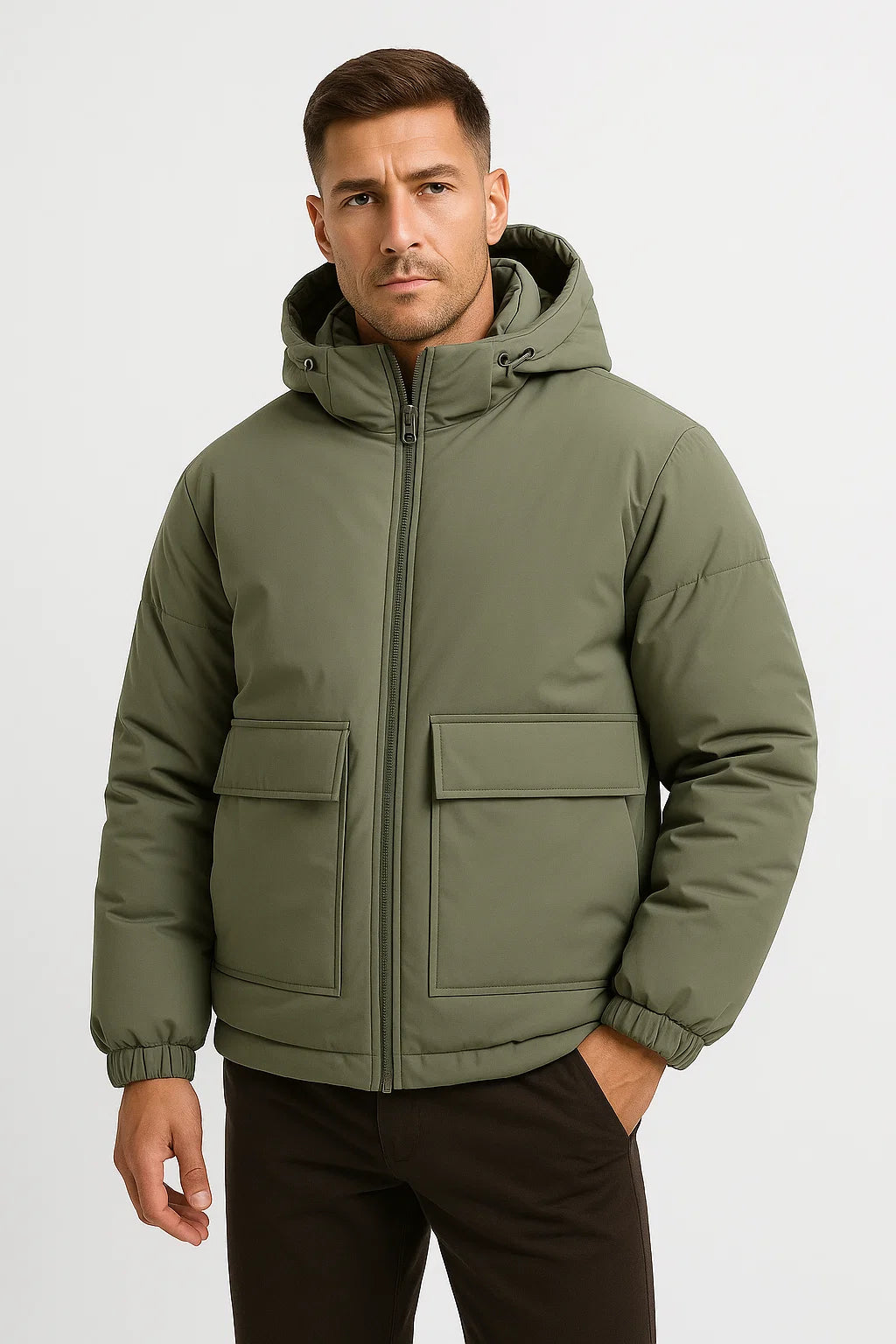 Men&#39;s Winter Jacket Quilted Hooded Padded Oversized
