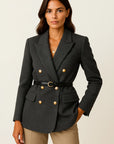 Women's Winter Coat Acrylic Double-Breasted Herringbone