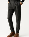 Men's Trousers Wool Blend Structured Fit Slim Tapered Leg