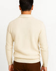 Men's Polo Shirt Midweight Cotton V-Neck Textured