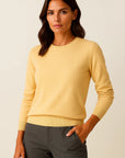 Women's Sweater Merino Wool O-Neck Slim Fit