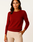 Women's Sweater Merino Wool O-Neck Slim Fit