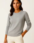 Women's Sweater Merino Wool O-Neck Slim Fit
