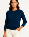 Women's Sweater Merino Wool O-Neck Slim Fit