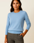 Women's Sweater Merino Wool O-Neck Slim Fit