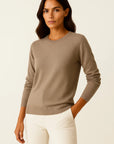 Women's Sweater Merino Wool O-Neck Slim Fit