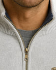 Men's Quarter Zip Sweater Cotton High Collar Knitwear